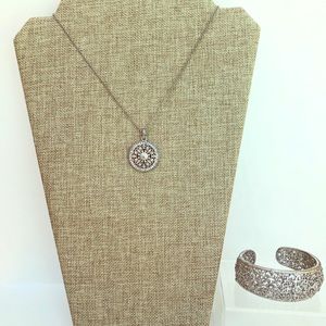 Beautiful filigree crystal necklace and cuff set.